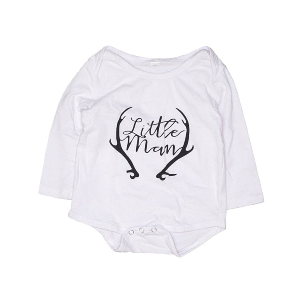 Unbranded Little Man Long Sleeve Bodysuit Onesie 100cm Black White